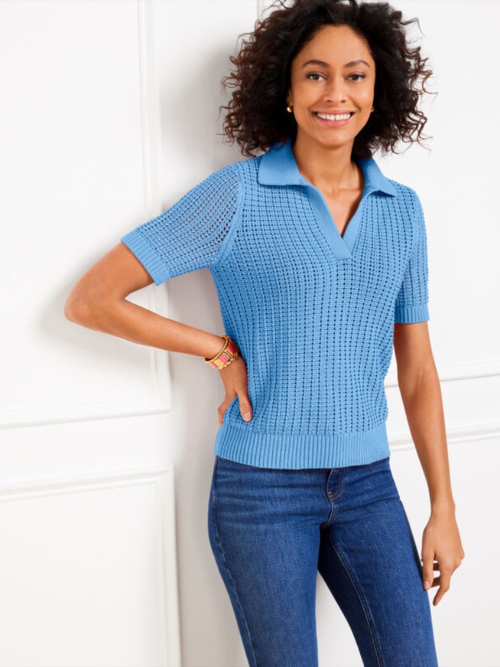 Talbots Pointelle Stitch Polo Sweater Size 2X NWOT